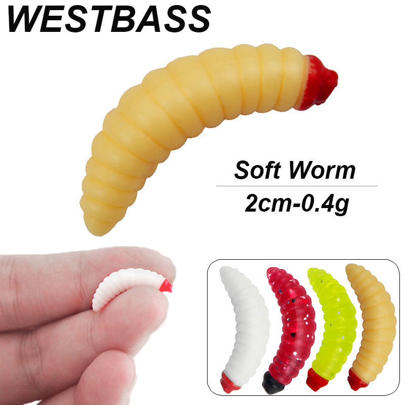 Fishing Equipment Deals - WESTBASS 20/50 個ソフト幼虫スイムベイト 2 センチメートルシリコーンワーム餌ゴムエビワブラー生臭い匂い釣りルアービビッド Isca