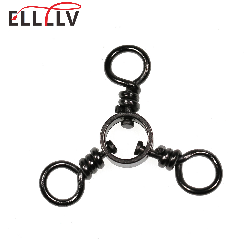 Fishing Equipment On Sale - Ellv 10ピース/バッグ #8-3/0釣り3ウェイスイベルシーフィッシングバレルトリプルスイベルフィッシングフックルアーラグコネクターアクセサリー