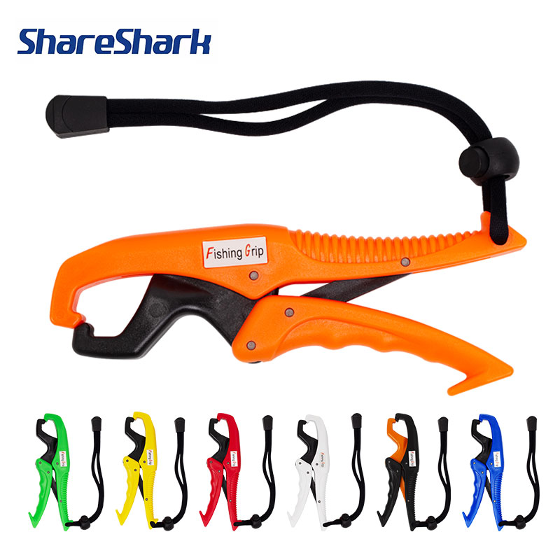 Fishing Pliers - シェアシャーク フィッシュリップグリッパー ABS ホワイトプラスチック リップグリップ 調整可能なロープ付き