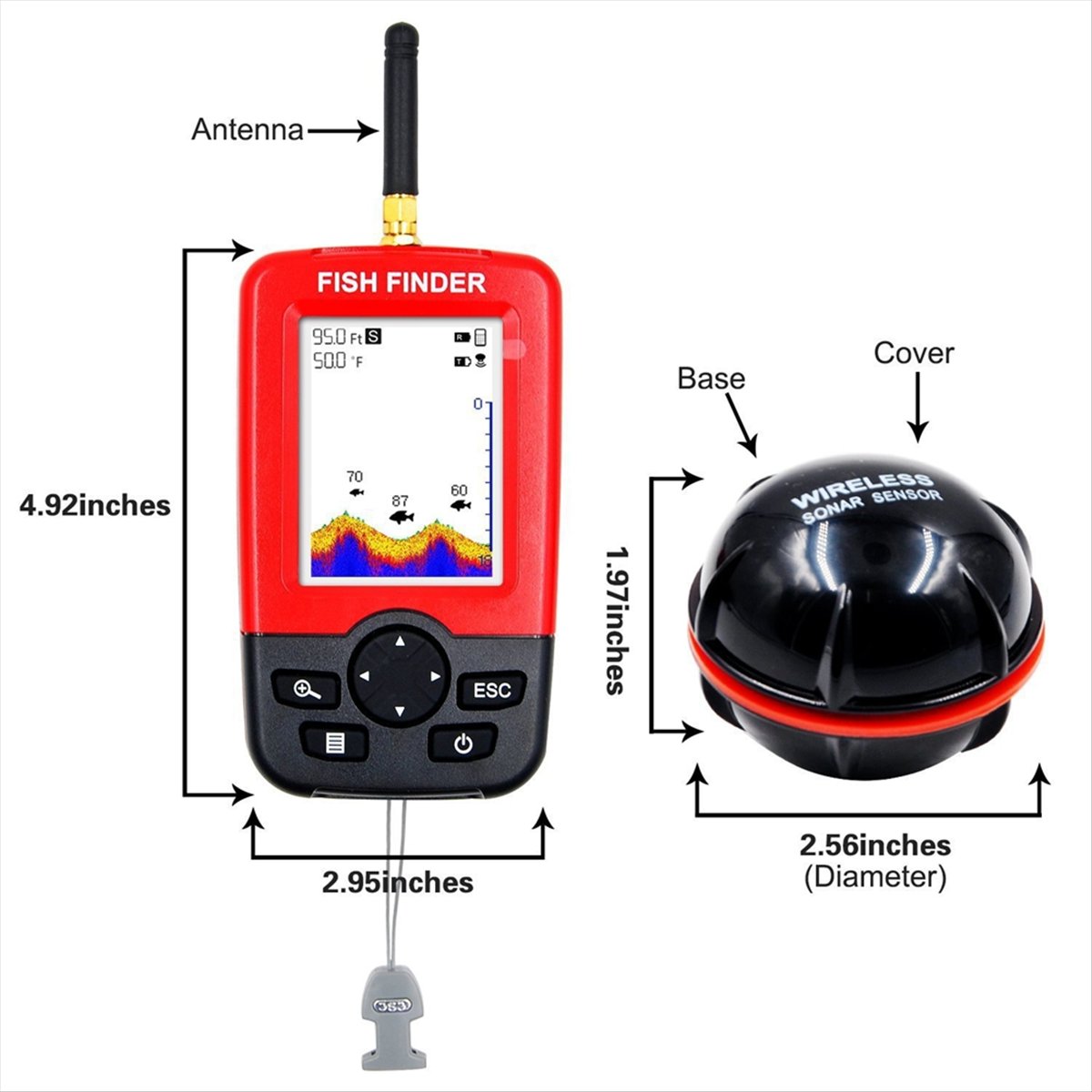 Fishing Equipment For Sale - スーパーセール 100M ポータブルソナーフィッシュファインダー 釣り用ルアー 水深計 釣り用アラームトランスデューサー
