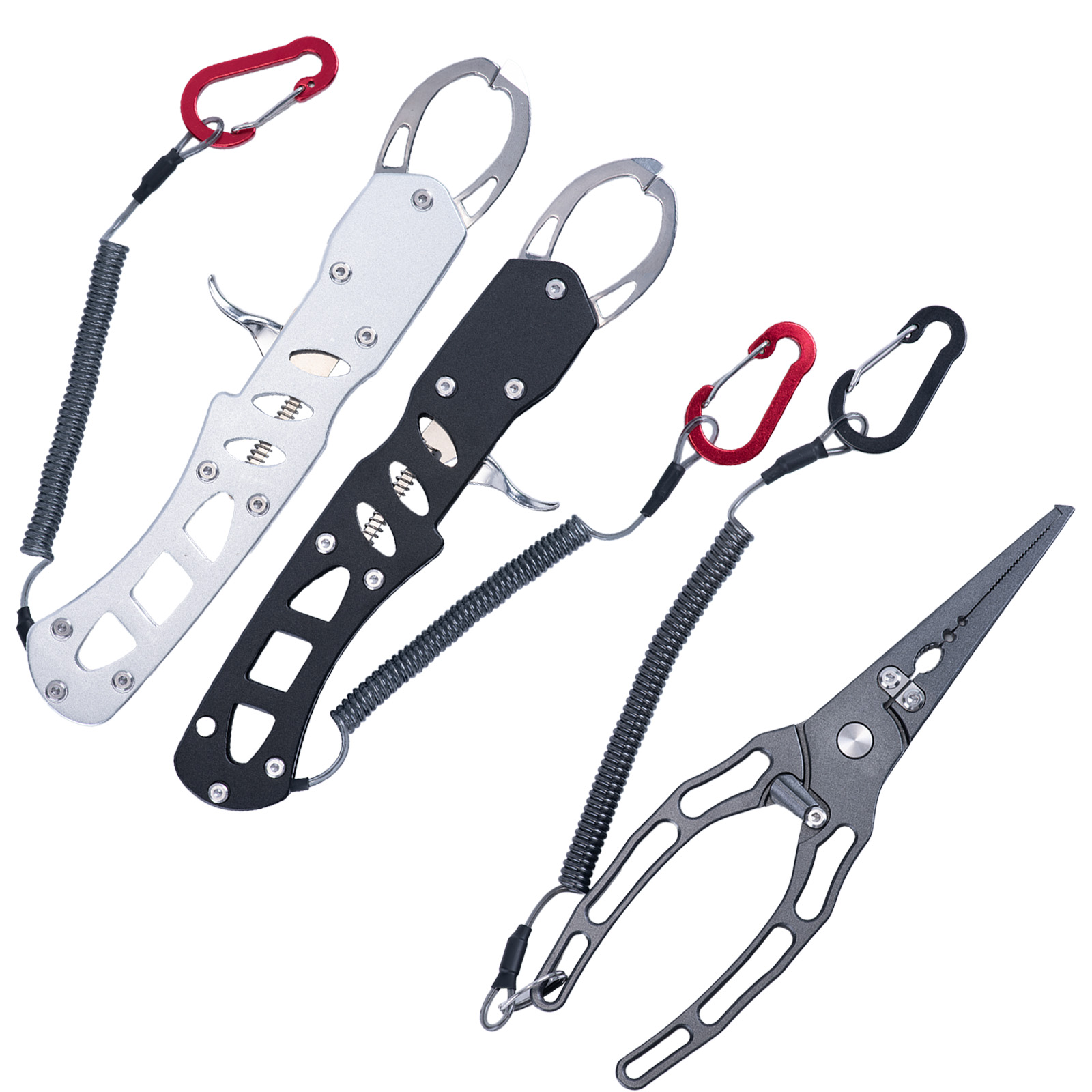 Fishing Equipment Price - 釣り用プライヤーとフィッシュグリッパーのコンボキット、錆びないアルミ製フィッシュリップグリッパー（ランヤード付き）、釣り糸カッター、フックリムーバーツール