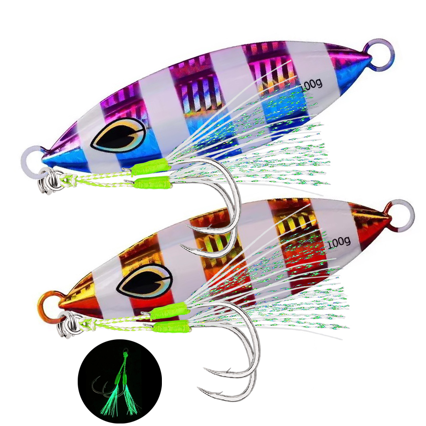 Fishing Equipment Deals - 1個 高品質メタル夜光スロージグ釣りルアー 40g 60g-200g 急速沈下 深海ボート釣り