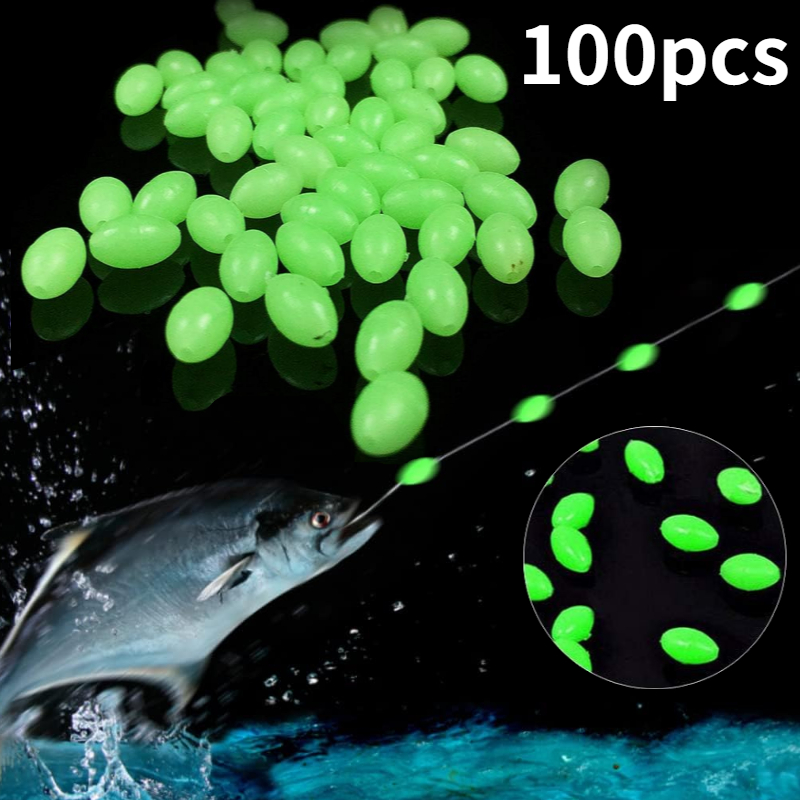 100 ピース/ロットオーバルナイト発光釣りビーズ光る海釣り - Fishing Equipment On Sale のレビューと価格