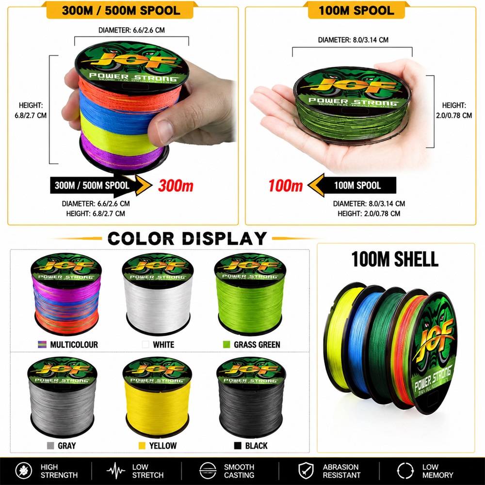 JOF 4X ブレイドPE釣り糸 100M 300M 多繊高 - Fishing Equipment Bundle のレビューと価格